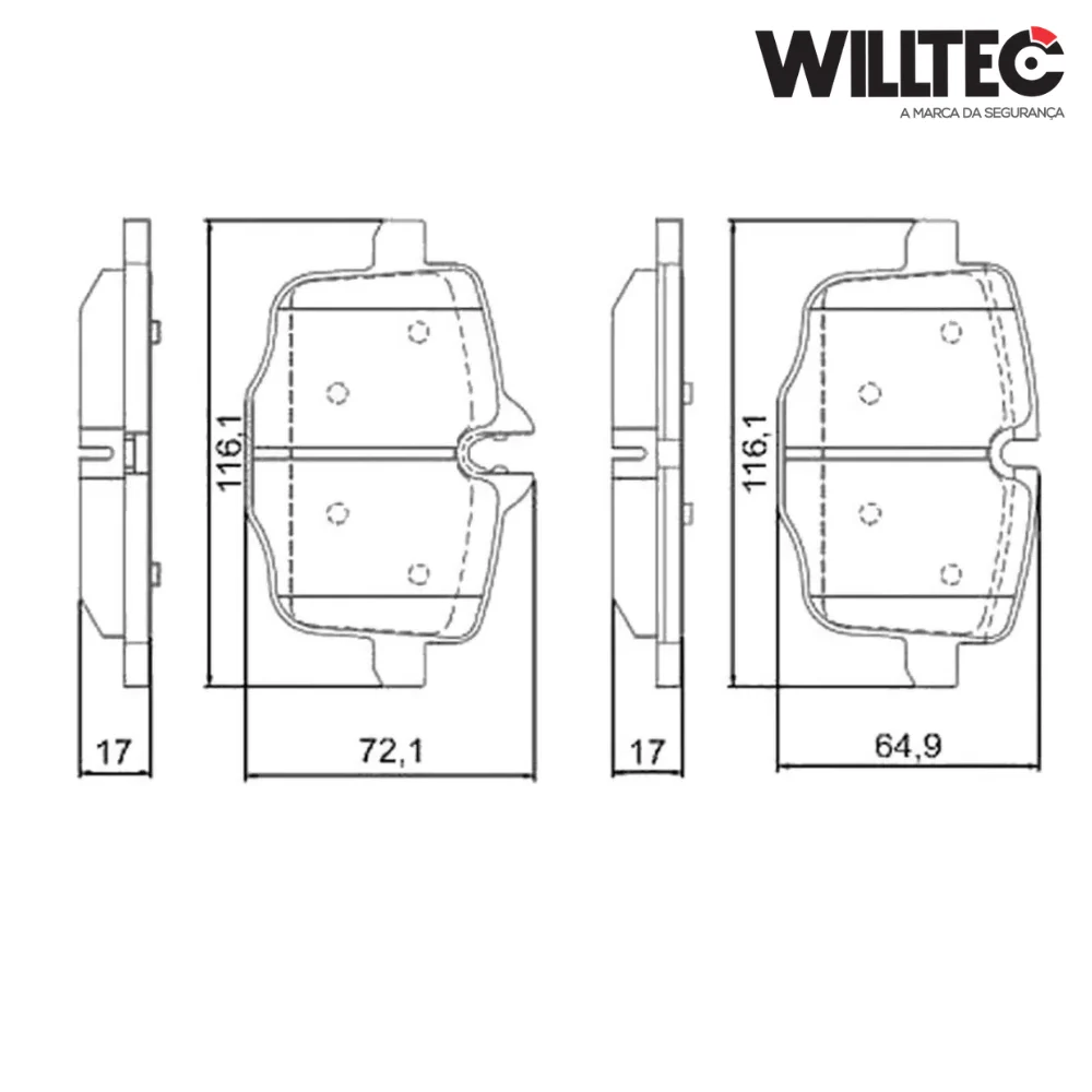 Pastilha Freio Traseira Ceramica – BMW X3 - X5 - 528i - 535i - 550i - M5 - 640i - 650i - M6 (2009 - 2025) - 34212284389 - Willtec - Imagem 3