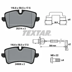 Pastilha de Freio Traseira TEXTAR 2521401 Lucas Audi 116,6x17,5mm